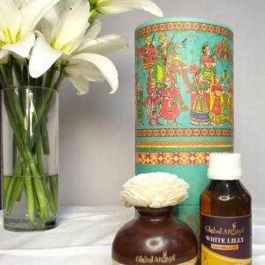 White Lilly Ceramic Pot Reed Diffuser Set